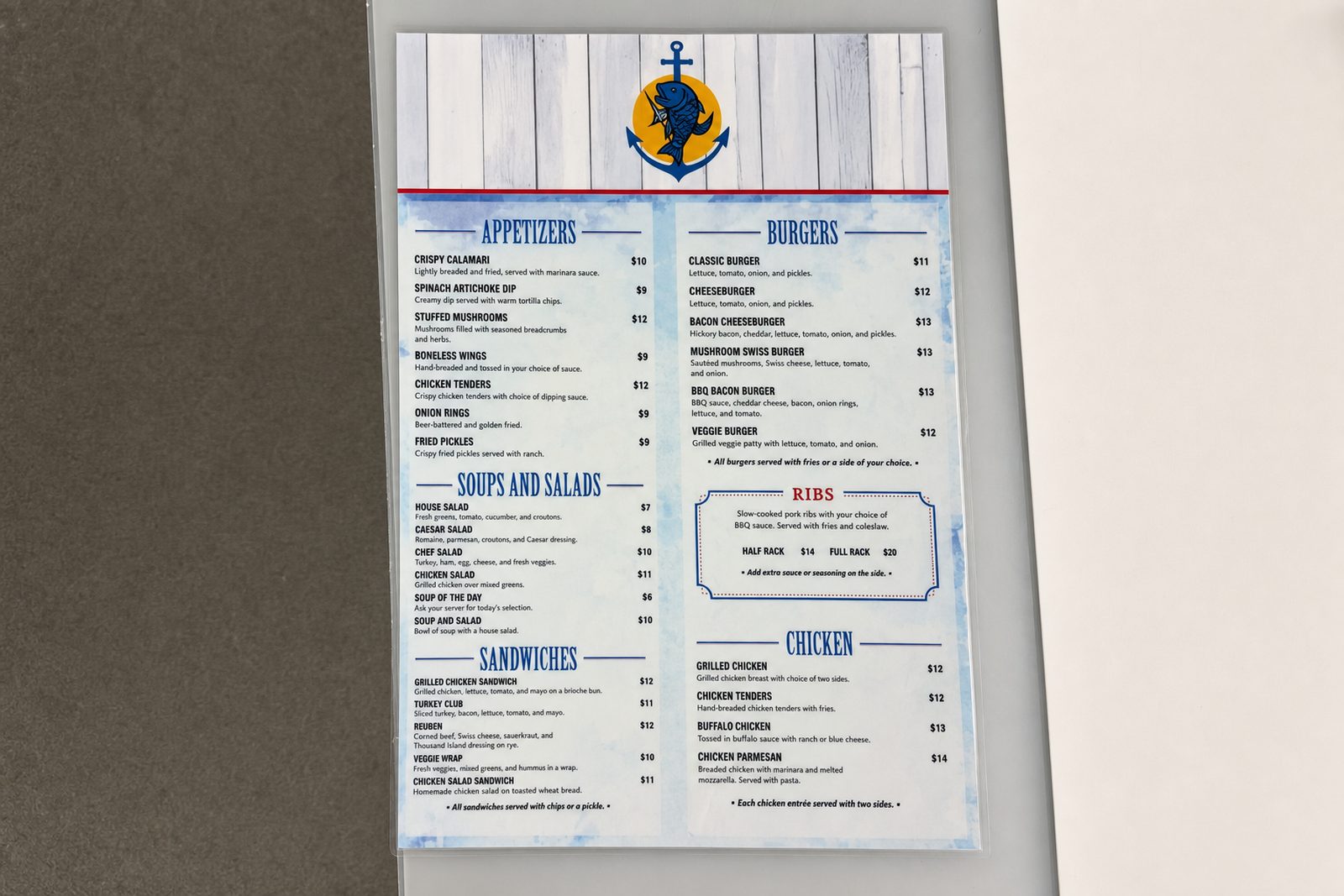 Menus printed at CopyMasters in Hickory, NC