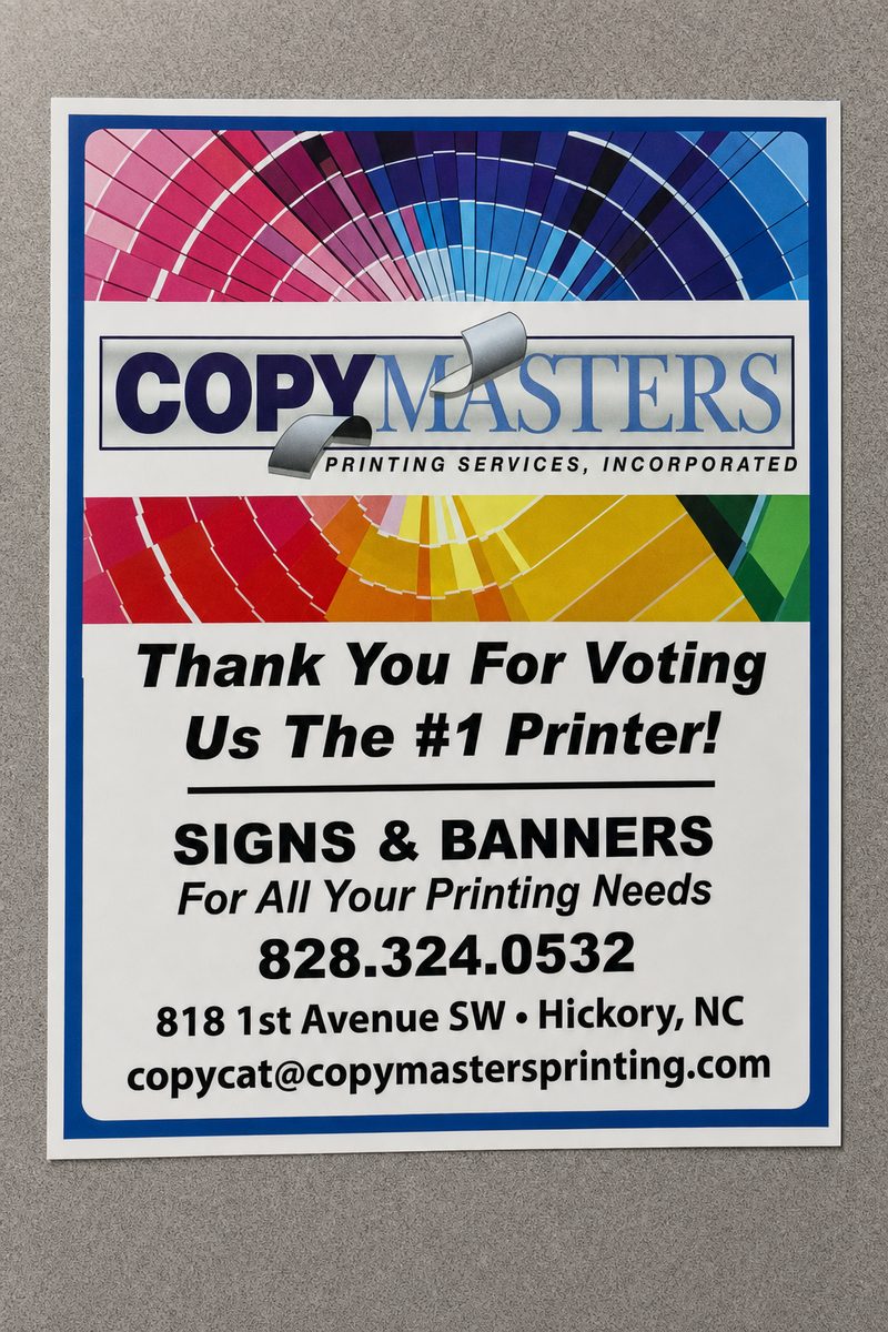 The shop's own newspaper ad: Thank you for voting us the #1 printer